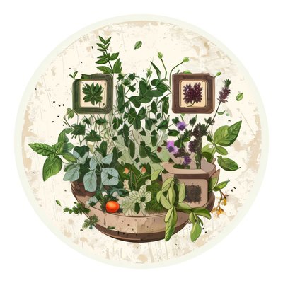 Herb Garden Vector Illustration QR Code for Stickers