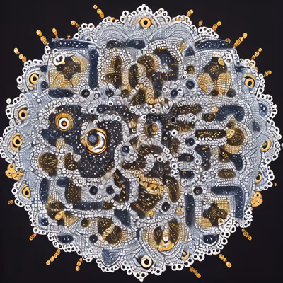 Gold and White Lace Mandala QR Code Art — image 1