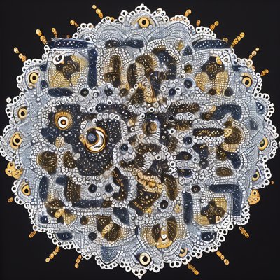 Gold and White Lace Mandala QR Code Art
