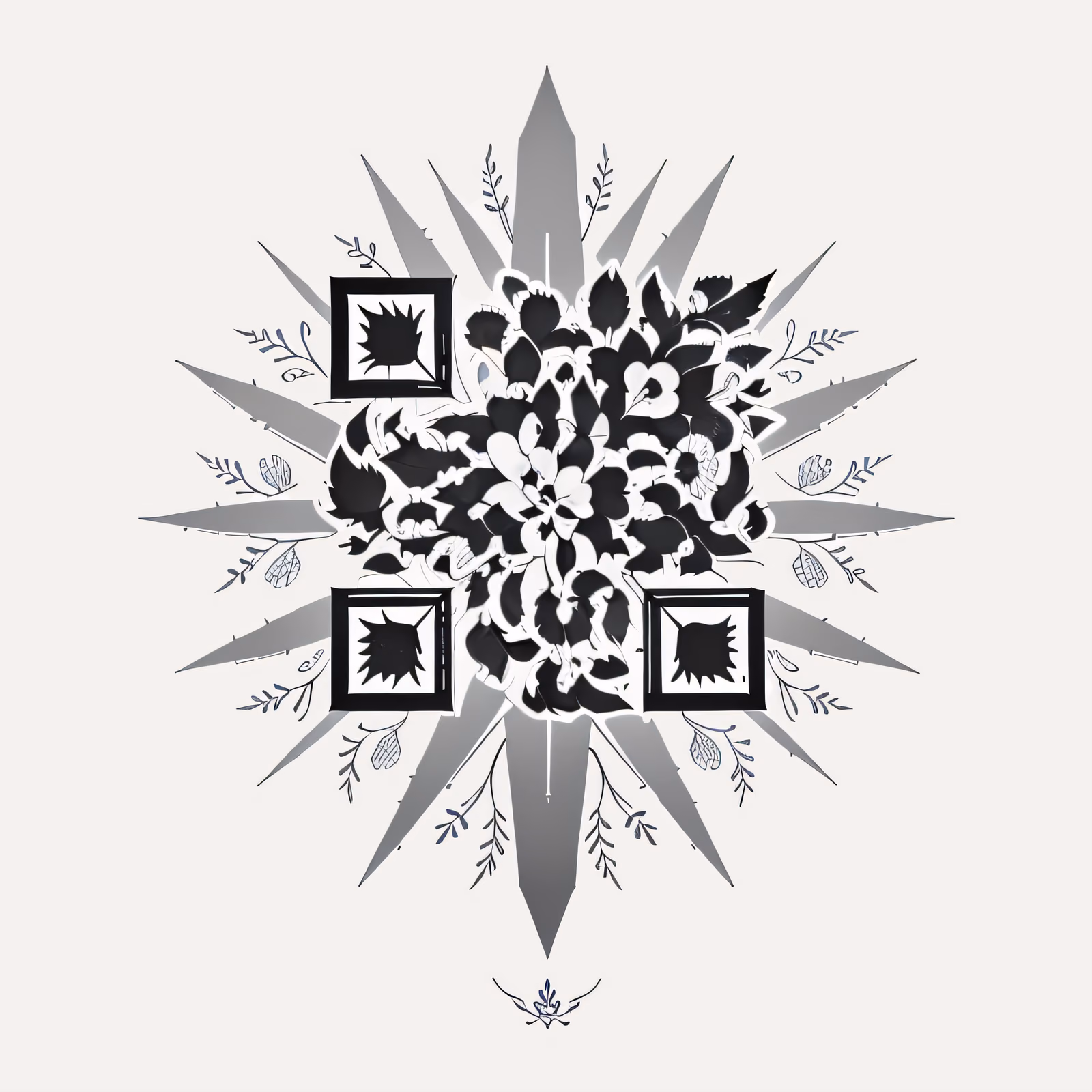 Spiky Leaf Starburst Tattoo QR Code for Temporary Tattoos — image 1