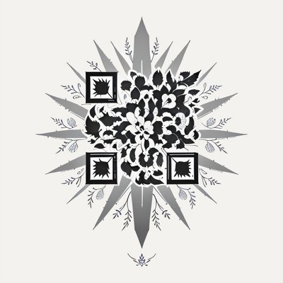 Spiky Leaf Starburst Tattoo QR Code for Temporary Tattoos