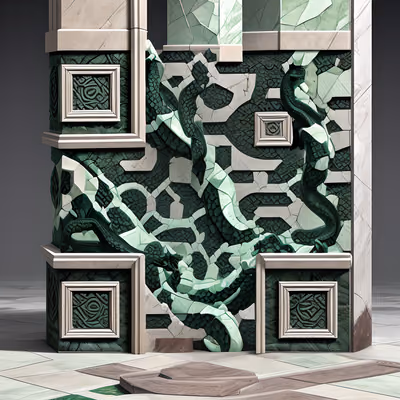 绿色大理石龙柱3D二维码艺术 — 图片 1