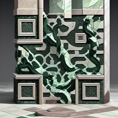 Green Marble Dragon Column 3D QR Code Art