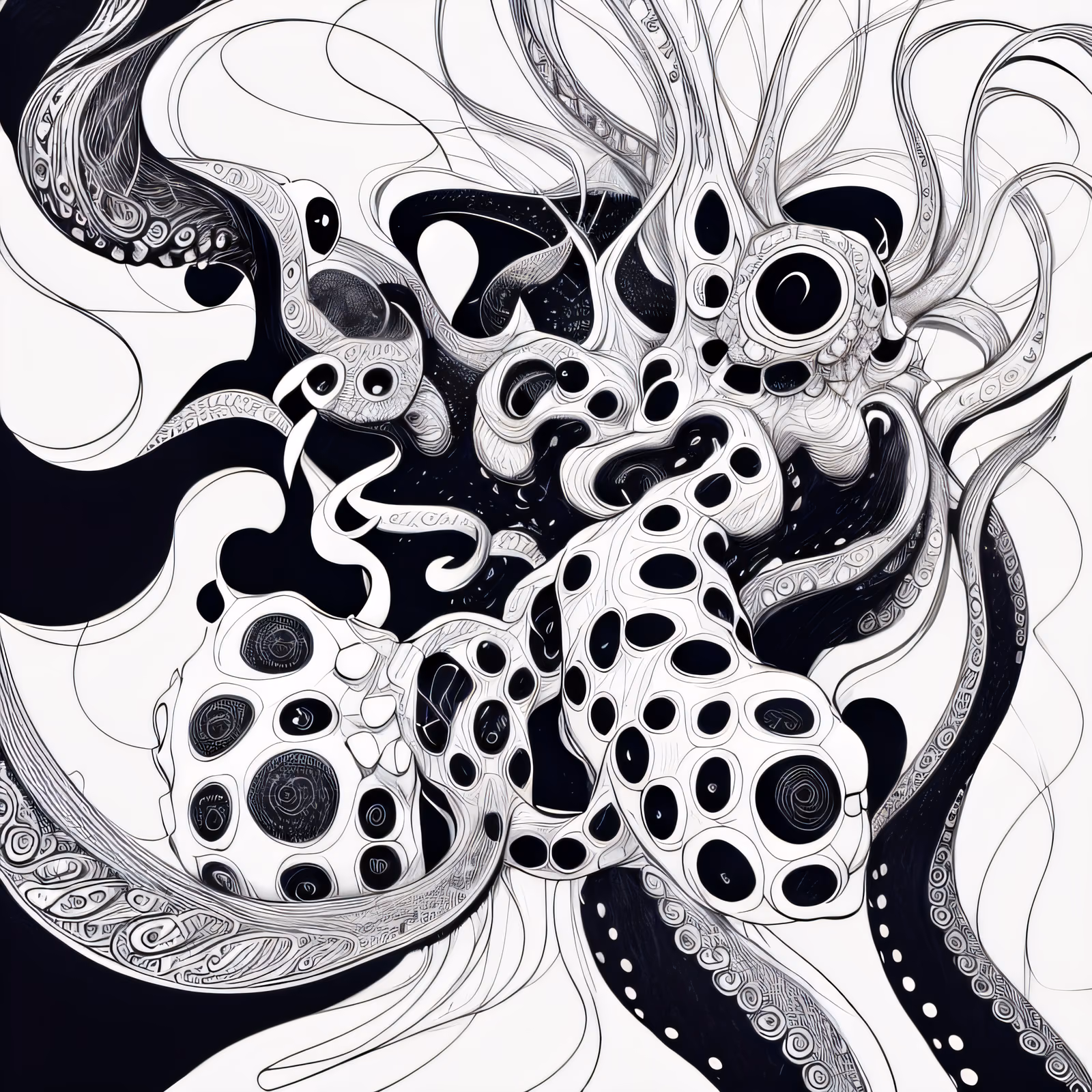Spotted Octopus Zentangle Ink QR Code Art — image 1