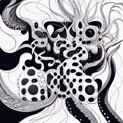 Spotted Octopus Zentangle Ink QR Code Art — image 1