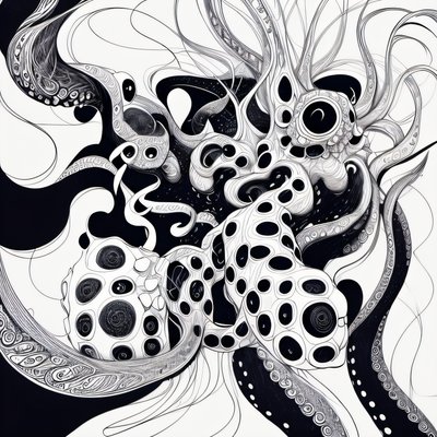 Spotted Octopus Zentangle Ink QR Code Art