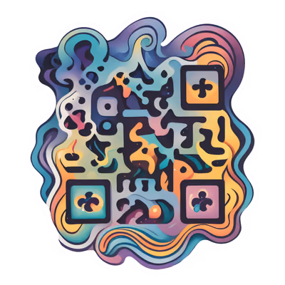 Абстрактный векторный QR-код с вихрями для стикеров — изображение 1