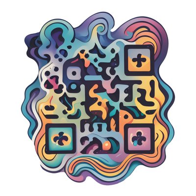 Swirling Abstract Vector QR Code for Stickers