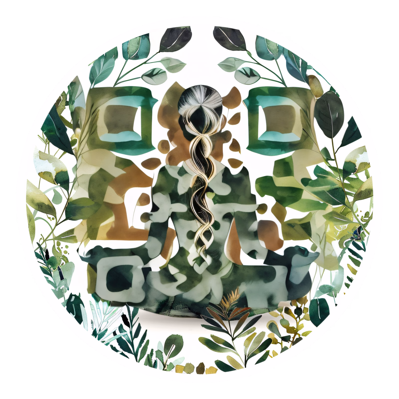 Yoga Figure Botanical Watercolor QR Code for Stickers — image 1