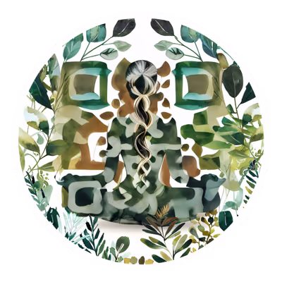 Yoga Figure Botanical Watercolor QR Code for Stickers — image 1