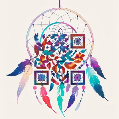 Dreamcatcher Feathers Tattoo Style QR Code for Temporary Tattoos