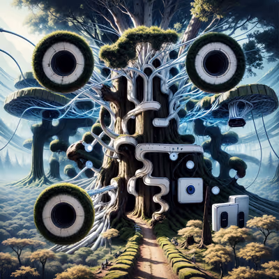 Surreal Tech Forest Antenna Trees QR Code Art — image 1