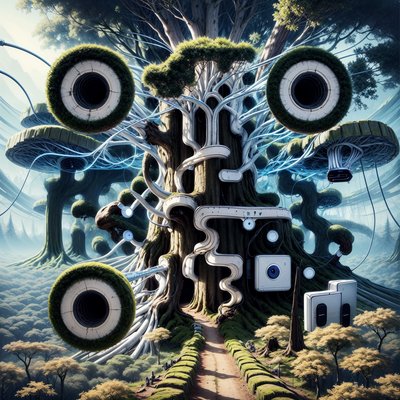 Surreal Tech Forest Antenna Trees QR Code Art