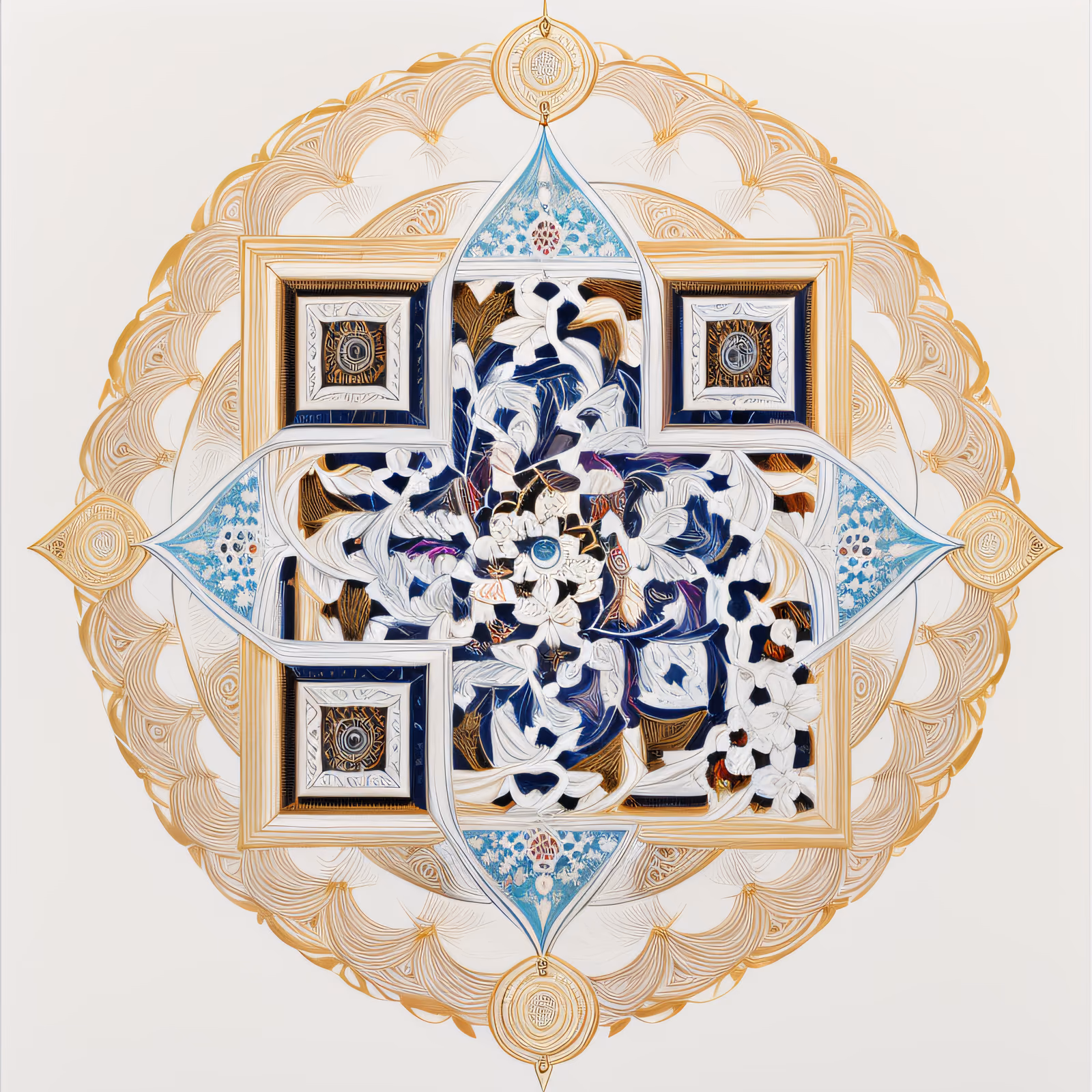 Persian Floral Gold Mandala QR Code Art — image 1