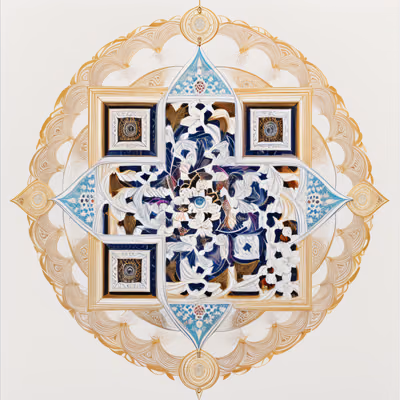 Persian Floral Gold Mandala QR Code Art — image 1