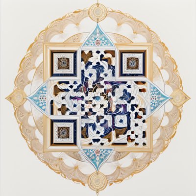 Persian Floral Gold Mandala QR Code Art