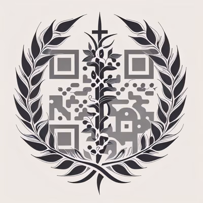 Laurel Wreath Vine Cross Tattoo QR Code for Temporary Tattoos — image 1