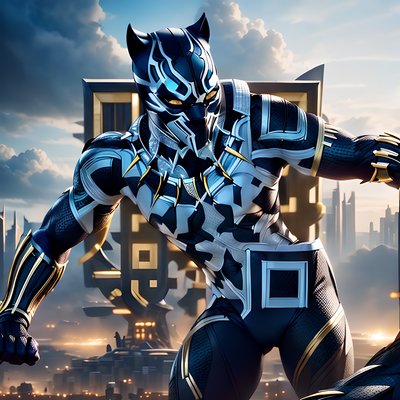 Panther Superhero Futuristic City QR Code for Posters