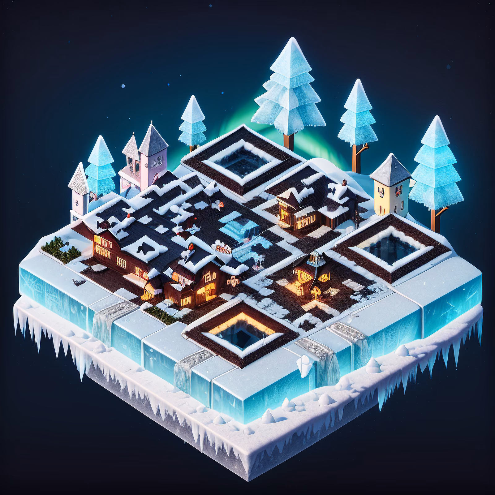 Isometric Frozen Winter Town QR Code Poster — image 1