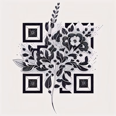 Lavender Floral Tattoo Line Art QR Code for Temporary Tattoos — image 1