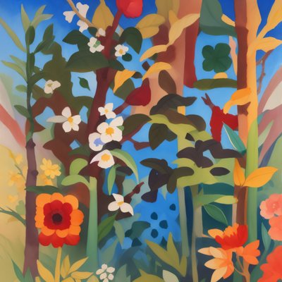 Forest Flowers Gouache QR Code Art