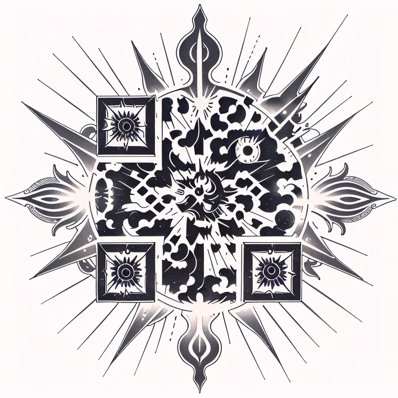 Celestial Sun Tattoo Style QR Code for Temporary Tattoos — image 1