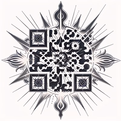 Celestial Sun Tattoo Style QR Code for Temporary Tattoos — image 1