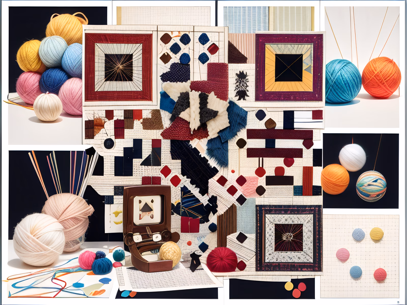 Yarn and Fabric Patchwork Collage QR Code for Packaging — image 1