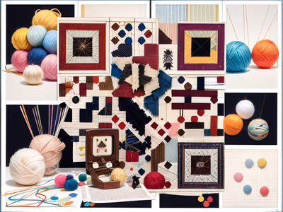 Yarn and Fabric Patchwork Collage QR Code for Packaging — image 1