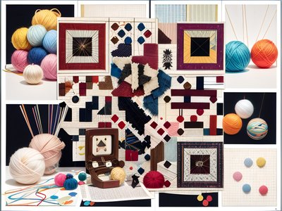 Yarn and Fabric Patchwork Collage QR Code for Packaging
