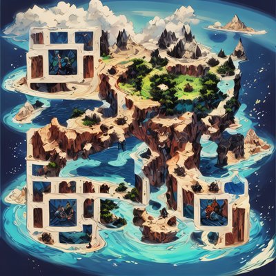 Island Cliffs Comic Illustration QR Code Art