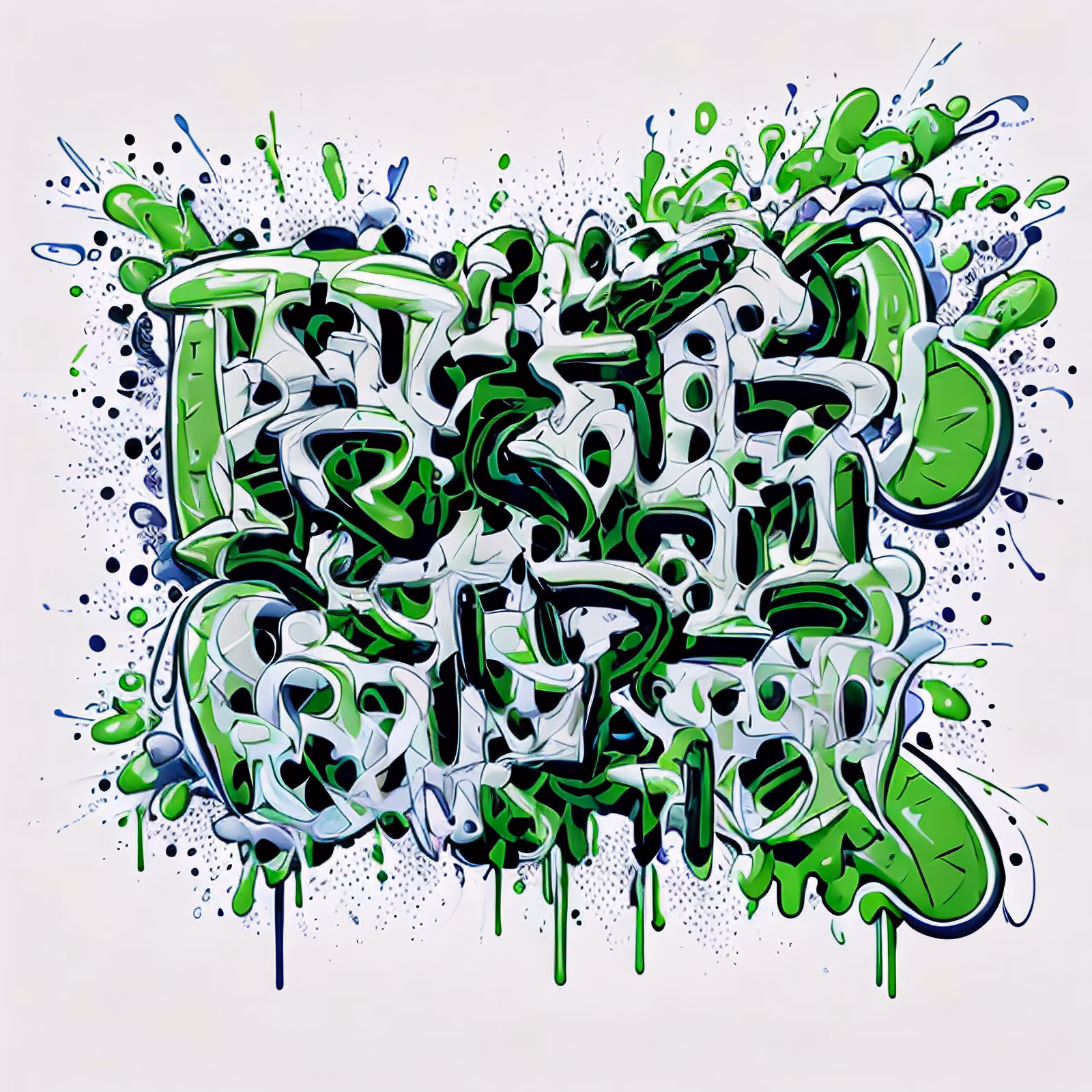 Green Wildstyle Graffiti Lettering Symbol QR Code for Apparel — image 1