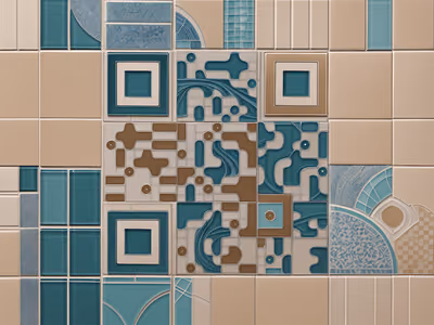 Teal and Tan Ceramic Tile QR Code Art — image 1
