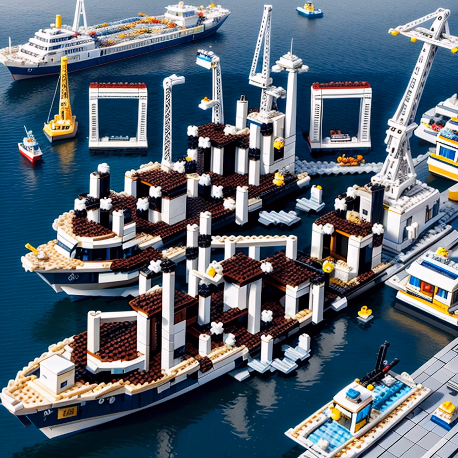 LEGO Harbor Ships and Cranes QR Code Art — image 1