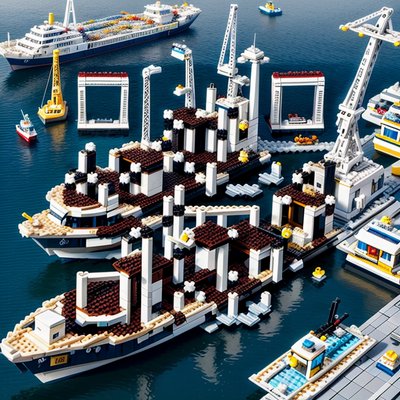 LEGO Harbor Ships and Cranes QR Code Art