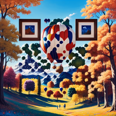 Autumn Hot Air Balloon Gouache QR Code for Posters — image 1