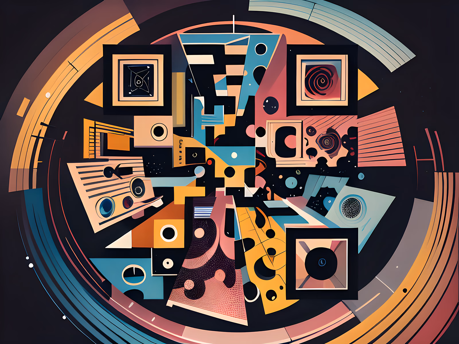 Retro Futuristic Geometric Abstract QR Code for Book Covers — image 1