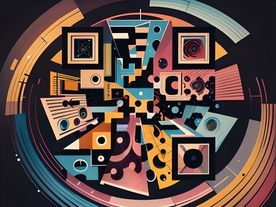 Retro Futuristic Geometric Abstract QR Code for Book Covers