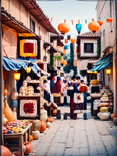 Lantern Bazaar Street Photography QR Code Art