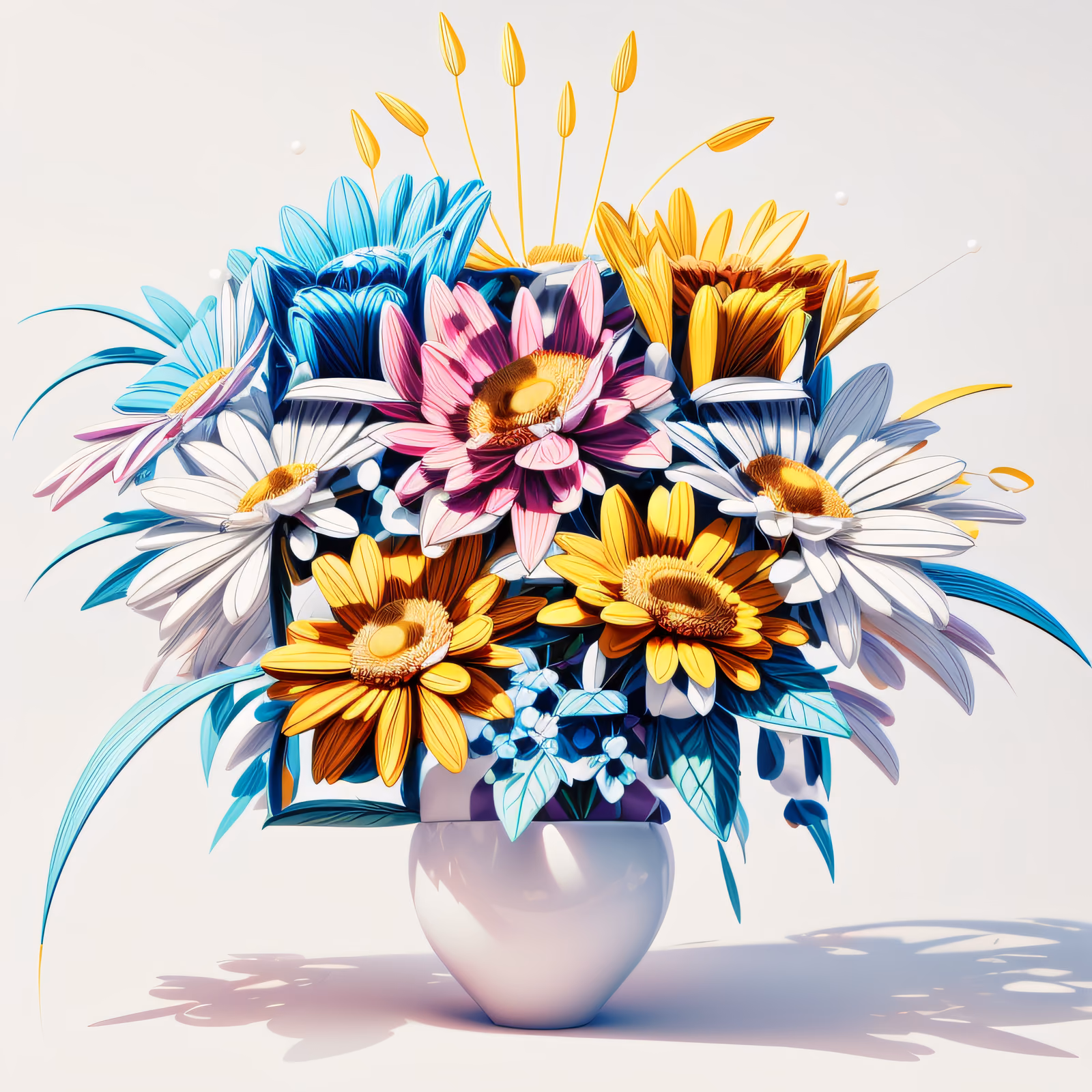 Daisy Bouquet 3D Render QR Code Art — image 1