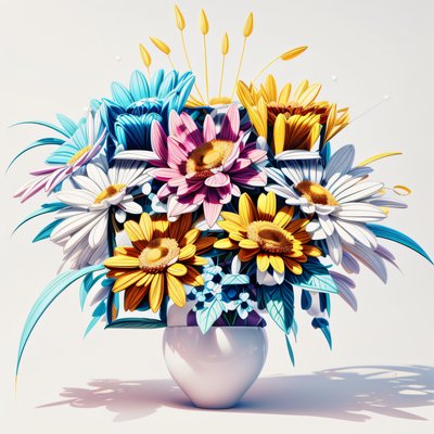 Daisy Bouquet 3D Render QR Code Art