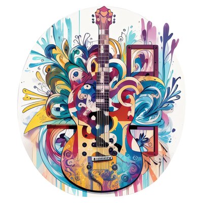 Colorful Abstract Guitar Vector QR Code for Stickers