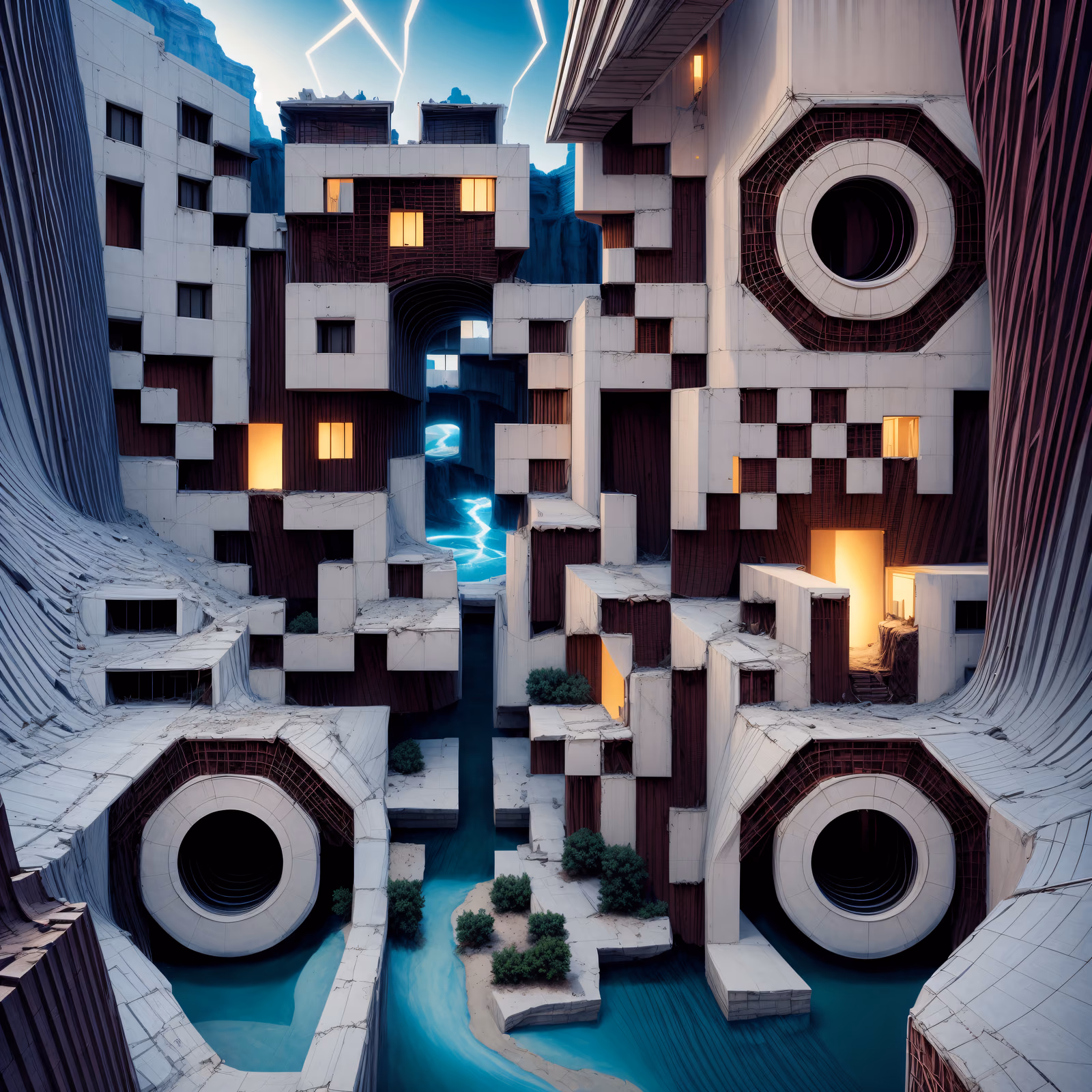 Surreal Canyon City Block 3D QR Code for Posters — image 1