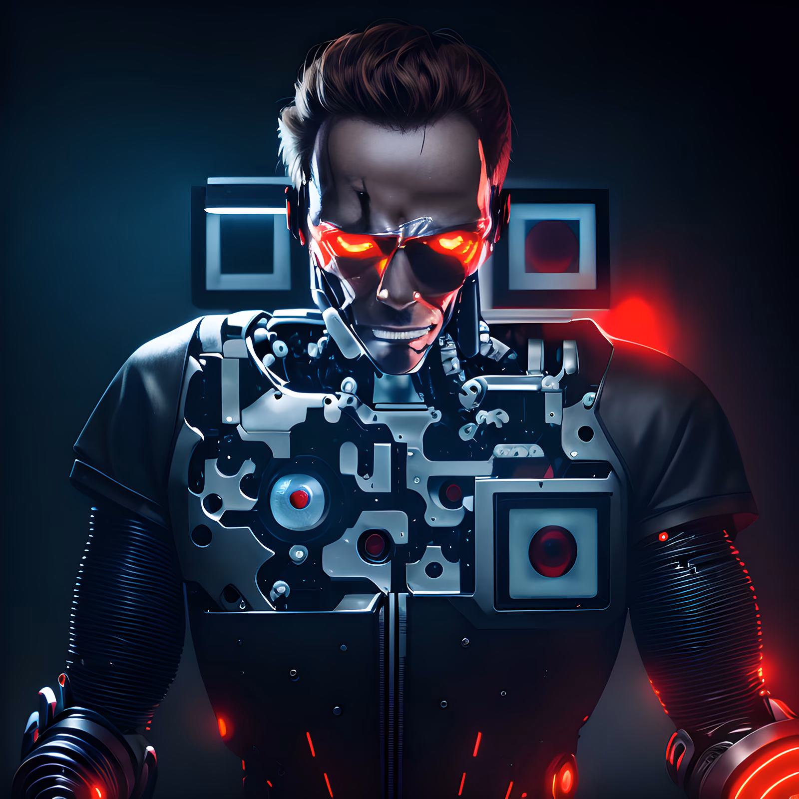 Red Eyed Cyborg Cyberpunk QR Code for Posters — image 1