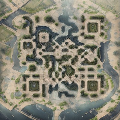 Aerial River City Map Concept QR Code Art