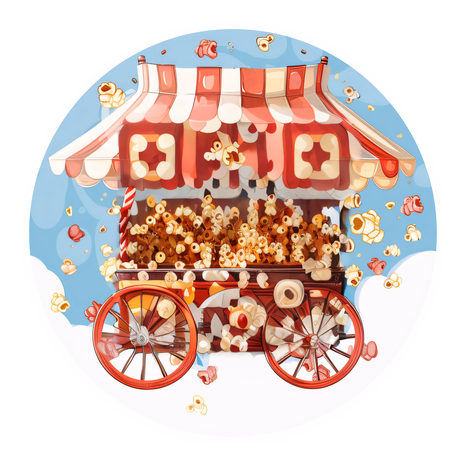 Popcorn Cart Vector Illustration Food QR Code for Stickers — image 1