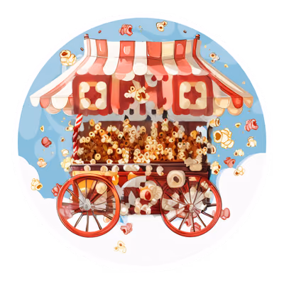 Popcorn Cart Vector Illustration Food QR Code for Stickers — image 1