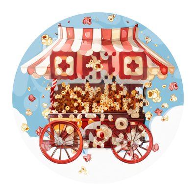 Popcorn Cart Vector Illustration Food QR Code for Stickers
