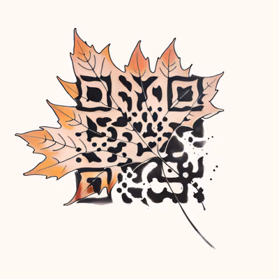 Autumn Maple Leaf Ink Wash QR Code Art — image 1