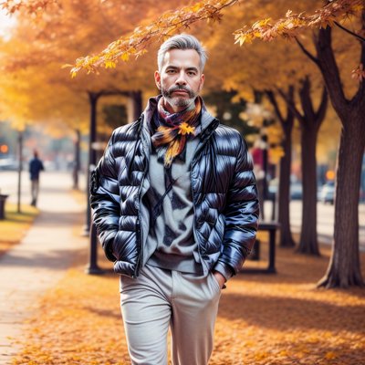 Autumn Park Man Portrait Photorealistic QR Code for Posters